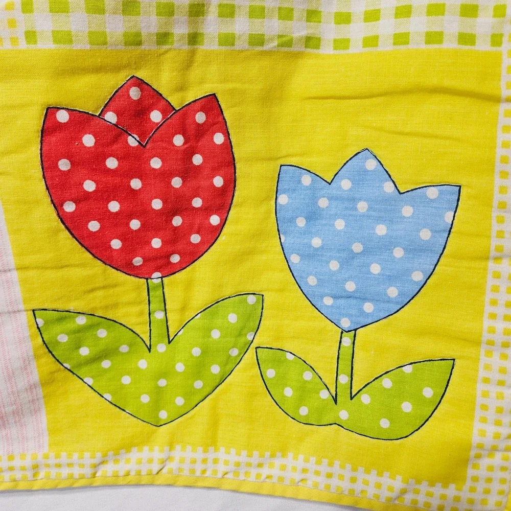Vintage‎ Thats Our Baby Quilt Blanket Gingham Animal Patchwork Yellow Blue Retro
